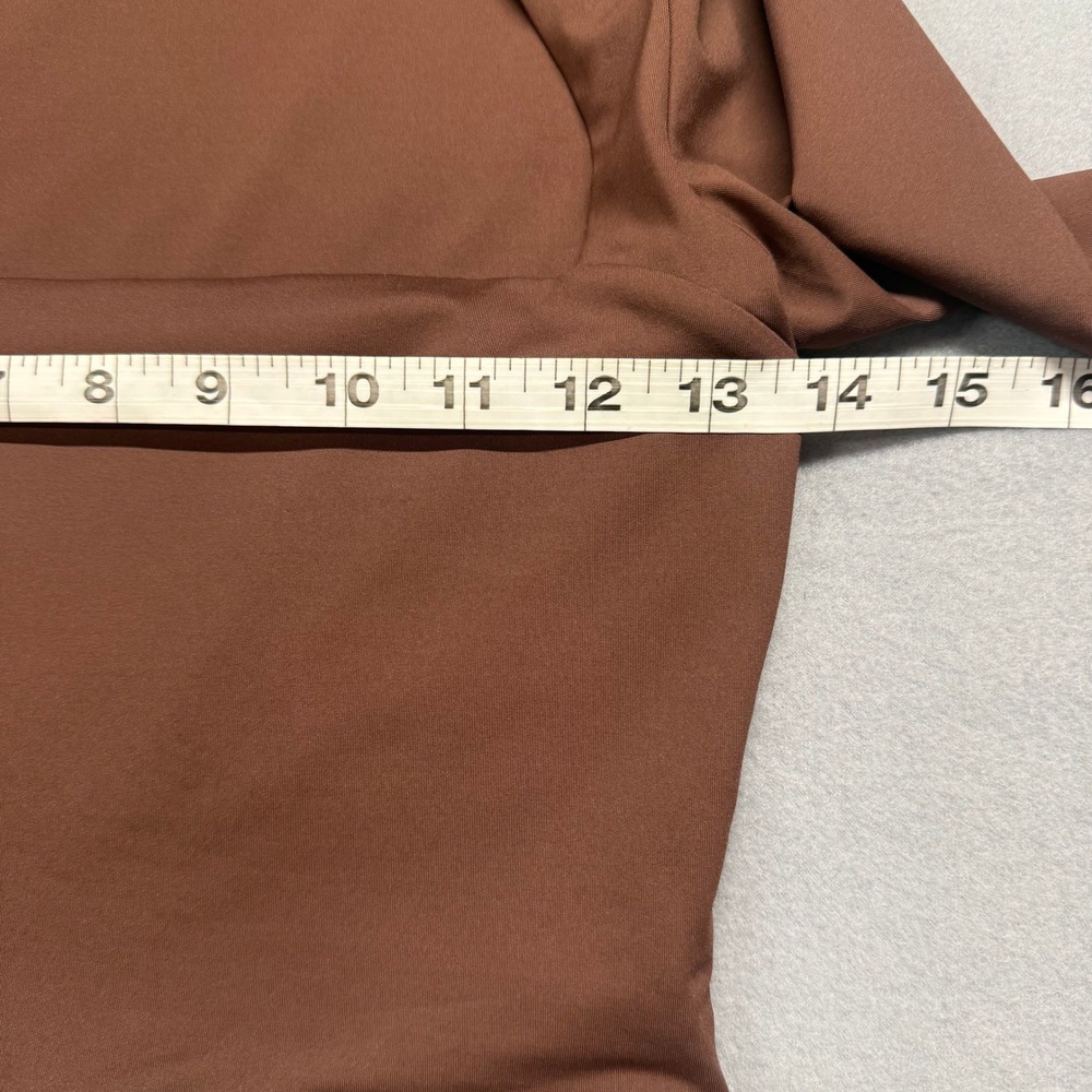 Tik Tok top pick, Qinsen Women Brown Long Sleeve Square Neck Cropped Top - Picture 4 of 8